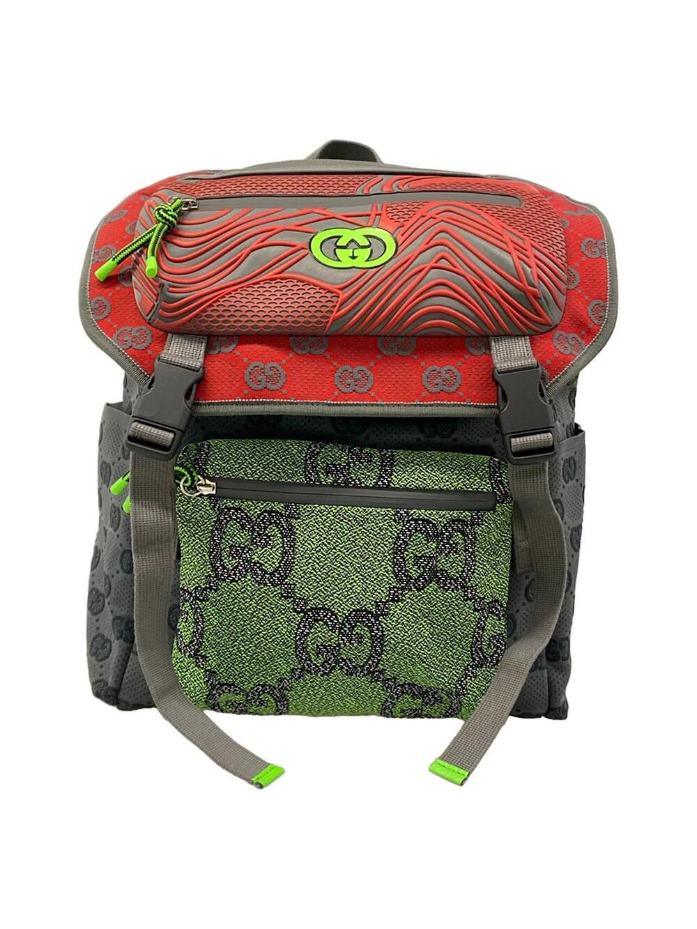 Gucci Gg Gray Red Green Jersey Nylon #310010G10B